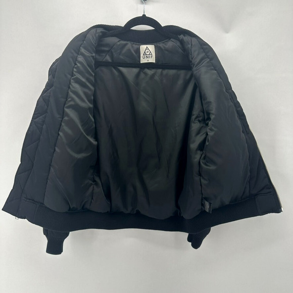 Rare UNIF Brutal Spears Bomber Jacket Womens XS Black Oversize Punk Goth Emo Pop - Picture 5 of 10